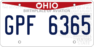 OH license plate GPF6365