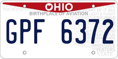 OH license plate GPF6372