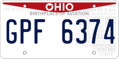 OH license plate GPF6374