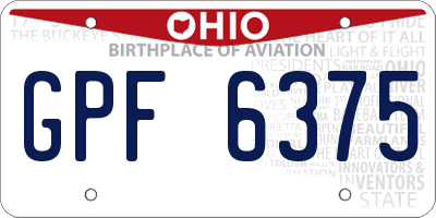 OH license plate GPF6375