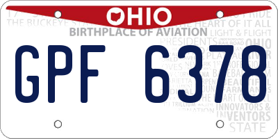 OH license plate GPF6378