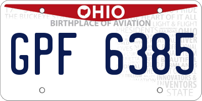 OH license plate GPF6385