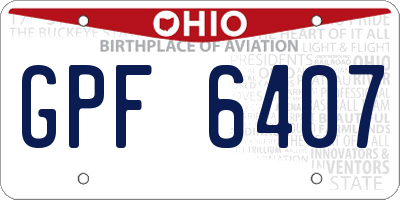 OH license plate GPF6407