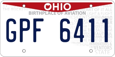 OH license plate GPF6411