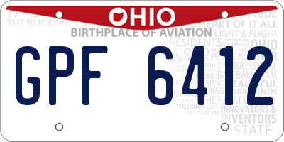 OH license plate GPF6412