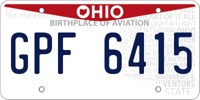 OH license plate GPF6415