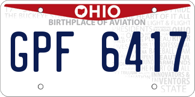 OH license plate GPF6417