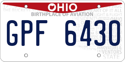 OH license plate GPF6430