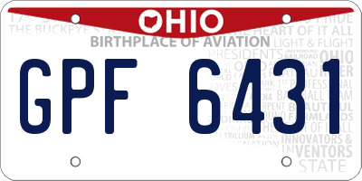 OH license plate GPF6431