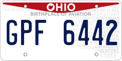 OH license plate GPF6442