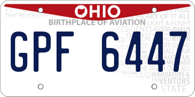 OH license plate GPF6447