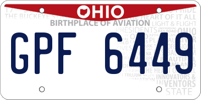 OH license plate GPF6449