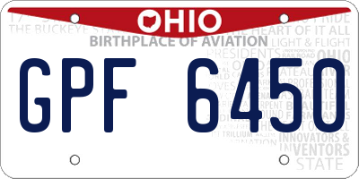 OH license plate GPF6450