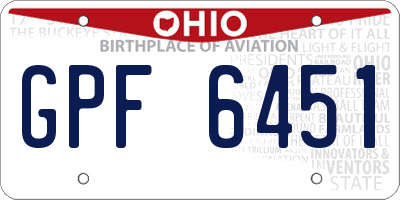OH license plate GPF6451
