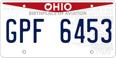 OH license plate GPF6453