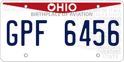 OH license plate GPF6456