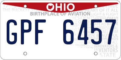 OH license plate GPF6457