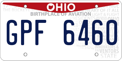 OH license plate GPF6460