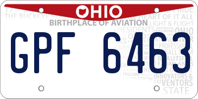 OH license plate GPF6463