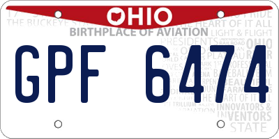 OH license plate GPF6474