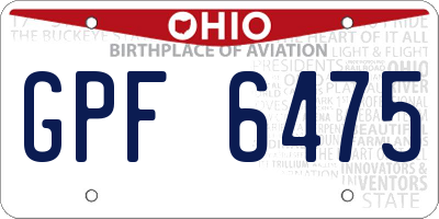 OH license plate GPF6475
