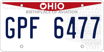 OH license plate GPF6477