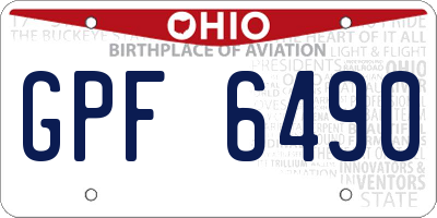 OH license plate GPF6490