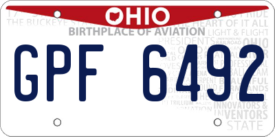 OH license plate GPF6492