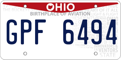 OH license plate GPF6494
