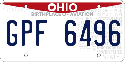 OH license plate GPF6496