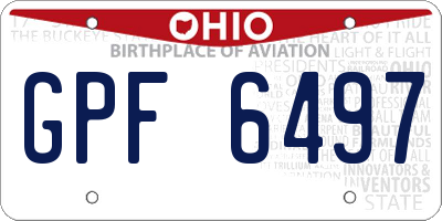 OH license plate GPF6497