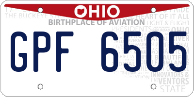OH license plate GPF6505