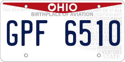 OH license plate GPF6510