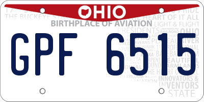 OH license plate GPF6515