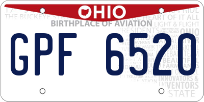 OH license plate GPF6520