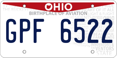 OH license plate GPF6522