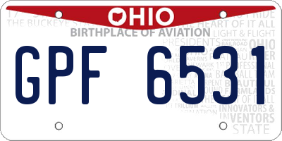 OH license plate GPF6531