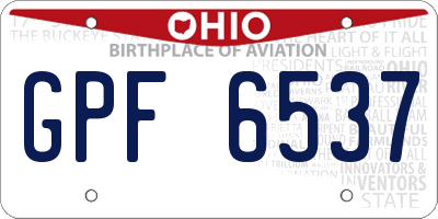 OH license plate GPF6537