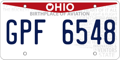 OH license plate GPF6548