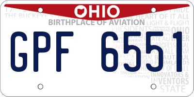 OH license plate GPF6551