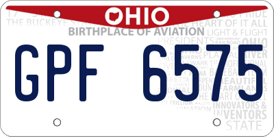 OH license plate GPF6575