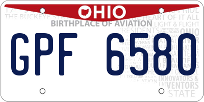 OH license plate GPF6580