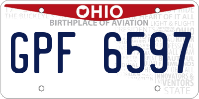 OH license plate GPF6597
