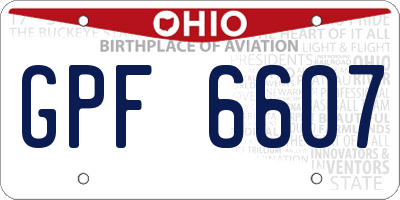 OH license plate GPF6607
