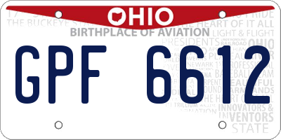 OH license plate GPF6612