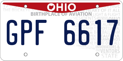 OH license plate GPF6617