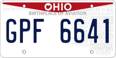 OH license plate GPF6641