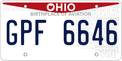 OH license plate GPF6646