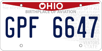 OH license plate GPF6647