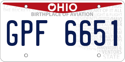 OH license plate GPF6651